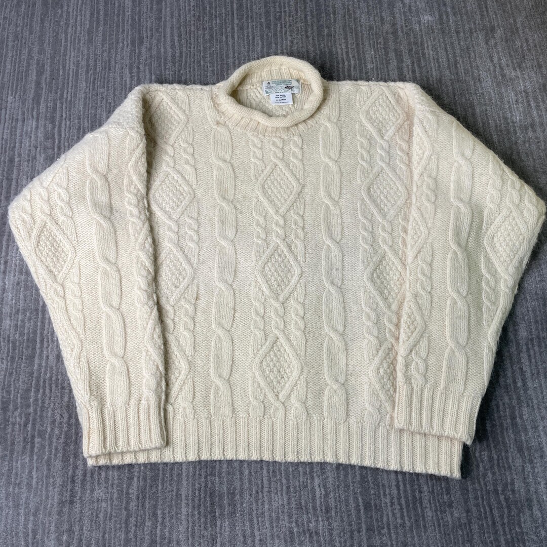 Vintage 2000s Shamrock Cable Rope Ribbed Texture Wool Material Basic ...