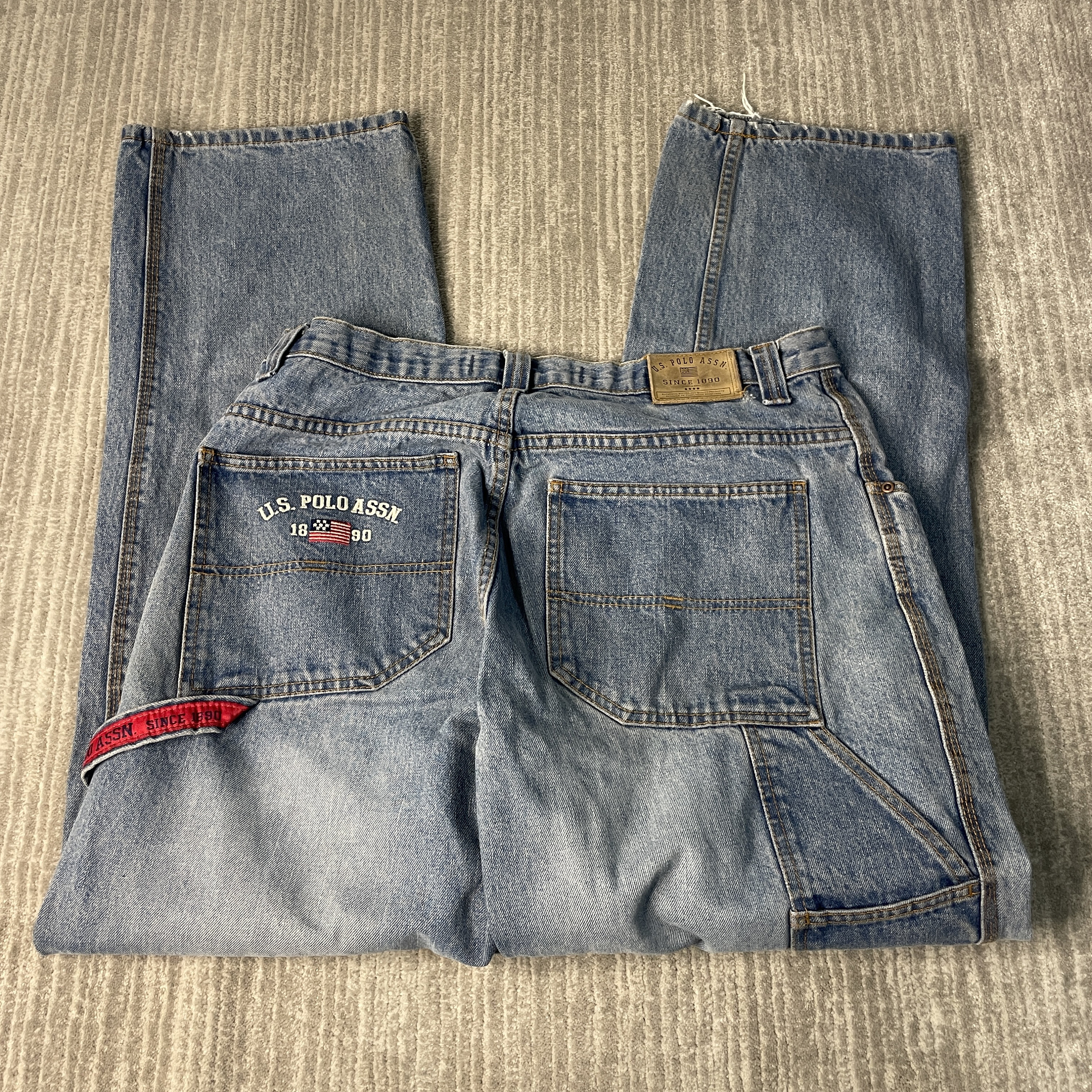 Vintage 2000s US Polo Assn Carpenter Baggy Fit Y2K Aesthetic Basic Essential Streetwear Blue Denim Jeans 36 Waist Mens