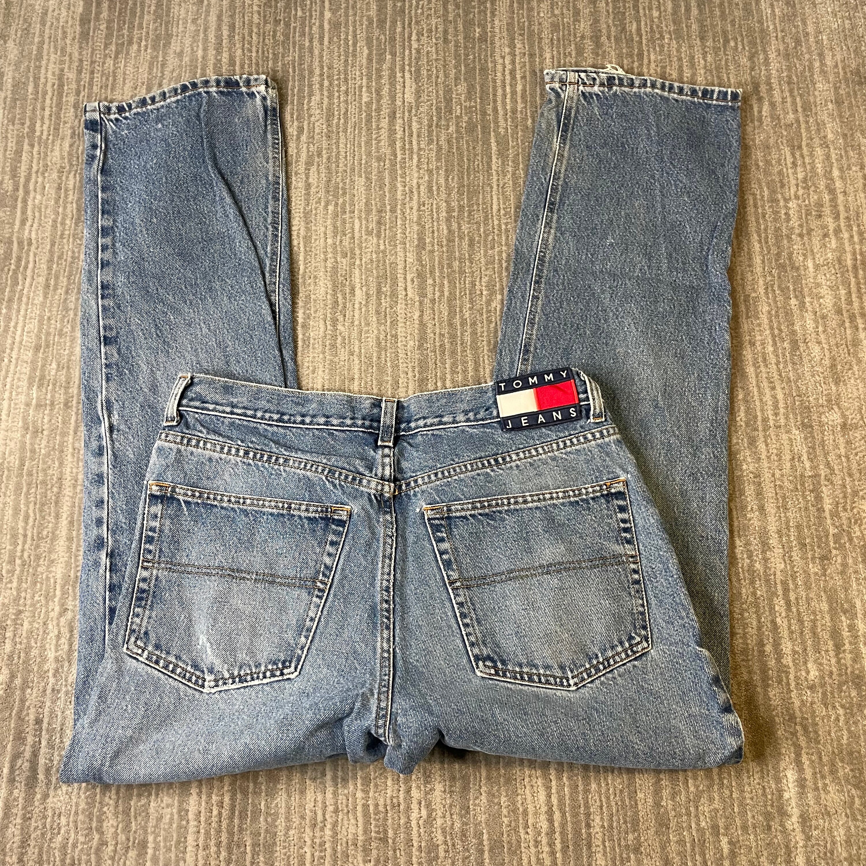 Vtg Tommy Hilfiger Flag Loop Denim Blue 90's Carpenter Jeans 36