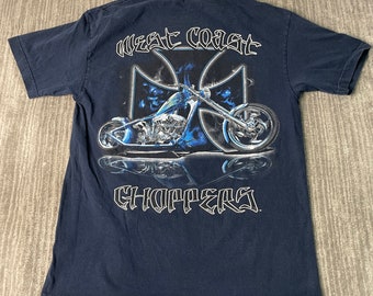Vintage 2000s West Coast Choppers Motorcycle Biker Y2K Aesthetic Streetwear Basic Essential Navy Graphic T Shirt Large Mens