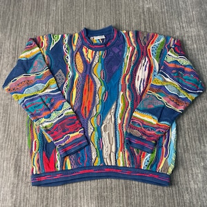 Vintage 90s Coogi Abstract Style 3D Knit Grandpa Fashion Fall