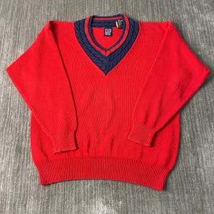 90's GAP old Gap V-neck Cable Knit Cotten Sweater | eBay