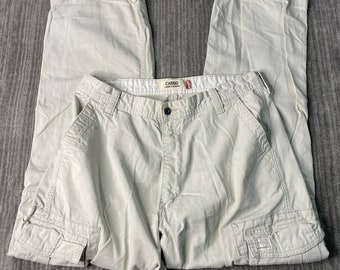 Vintage 2000s Levis Loose Fit Red Tab Classic Brand Multiple Pocket Y2K Aesthetic Streetwear Tan Cargo Pants 36 Waist Mens