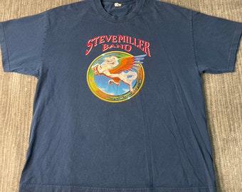 Vintage 2000s Steve Miller Band Music Concert Y2K Aesthetic Streetwear Basic Essential Blue Graphic T Shirt Double Extra Large Mens