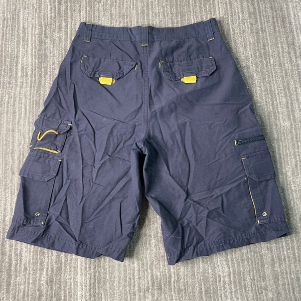 Vintage 2000s Sideout Regular Fit Tactical Multiple Pockets Y2K Aesthetic Streetwear Navy Track Shorts 28 Waist Women