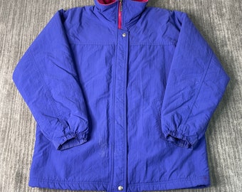 Vintage 2000s LL Bean Two Pocket Rain Style Outdoors Casual Formal Y2K Aesthetic Basic Essential Purple Zip Up Jacket Large Women