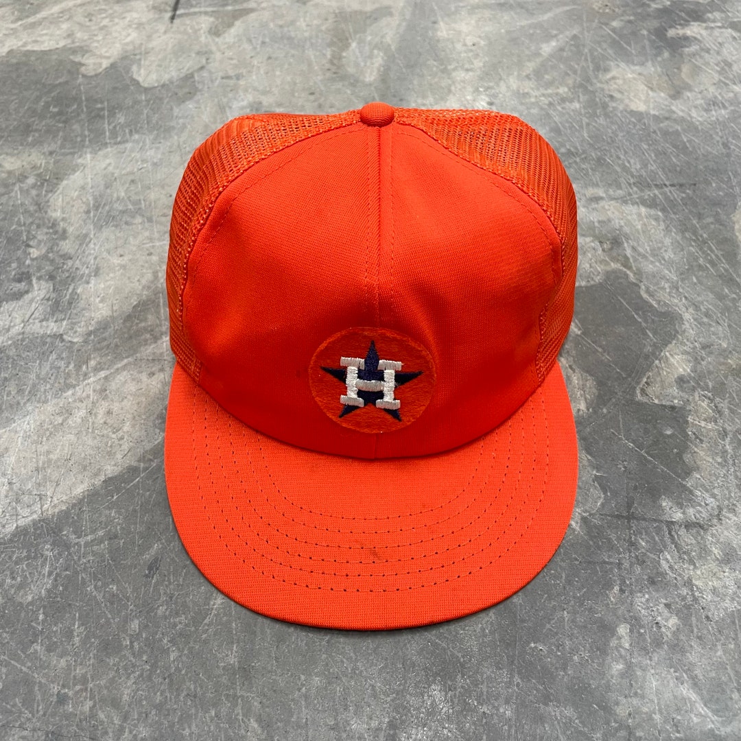 Vintage Houston Astros Hat Orange Blue Star Deadstock Twins Snapback Trucker 80's