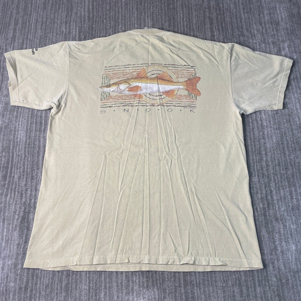 Vintage 2000s Snook Fishing Hunting Double Sided Y2K Aesthetic Basic Essential Streetwear Brown Graphic T Shirt Large Mens