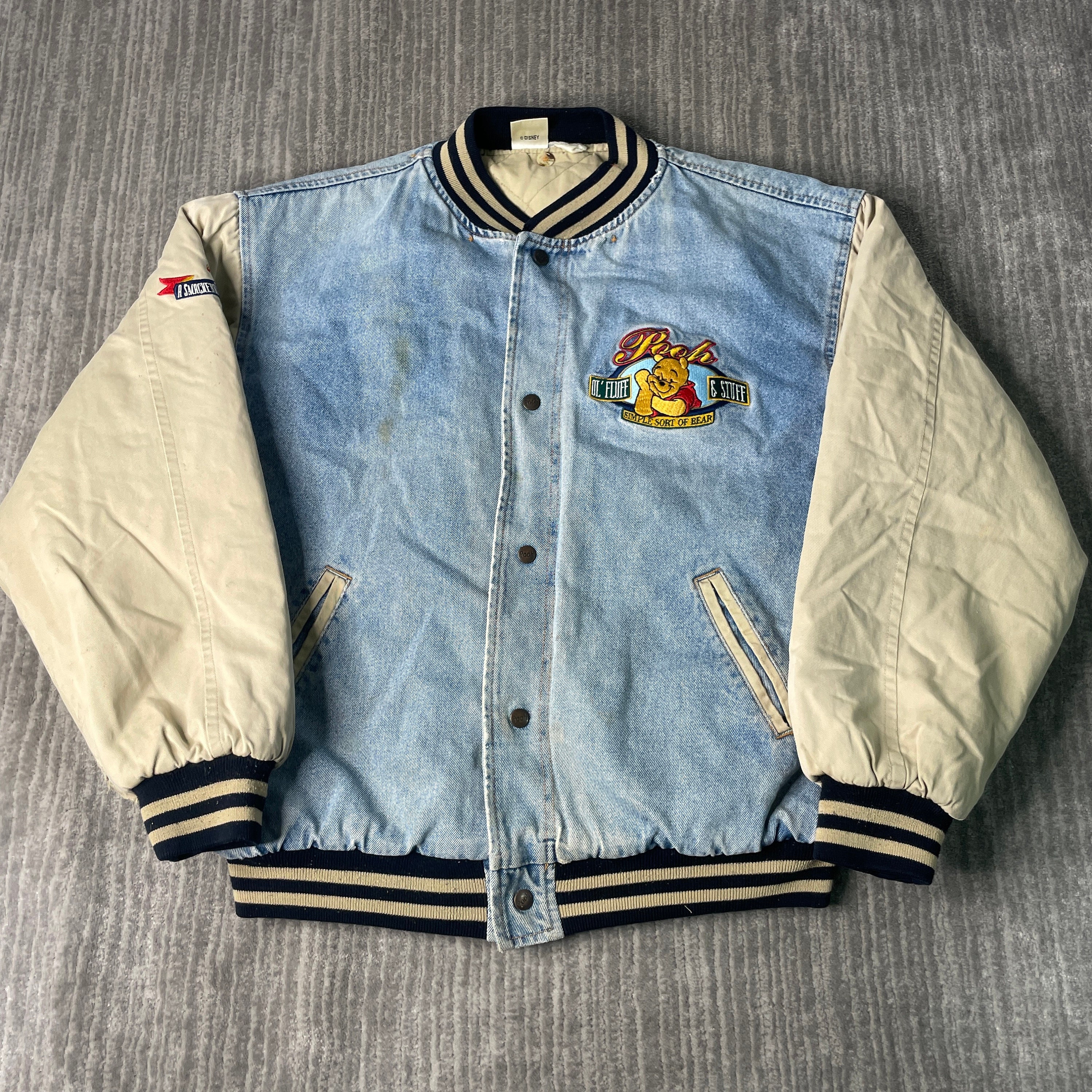Hot vintage winnie the pooh varsity jacket Clearance Black
