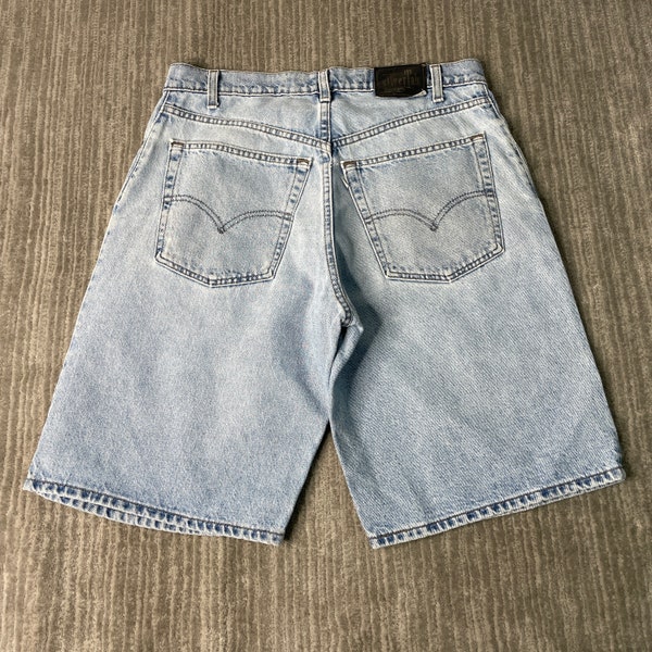 Vintage 90s Levis Silver Tab Loose Fit Summer Spring Essential Basic 1990s Fashion Blue Denim Jean Shorts 33 Waist Mens