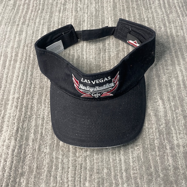 Vintage 2000s Hard Rock Cafe Las Vegas Restaurant Stitched Embroidered Logo Y2K Aesthetic Black Strap Back OSFA