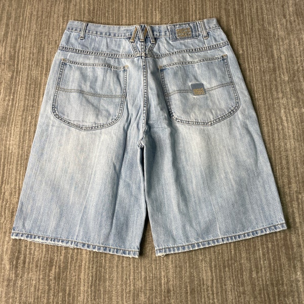 Vintage 2000s Marithe Francois Girbaud Loose Fit Y2K Aesthetic Skater Grunge Emo Streetwear Blue Denim Shorts 36 Waist Mens