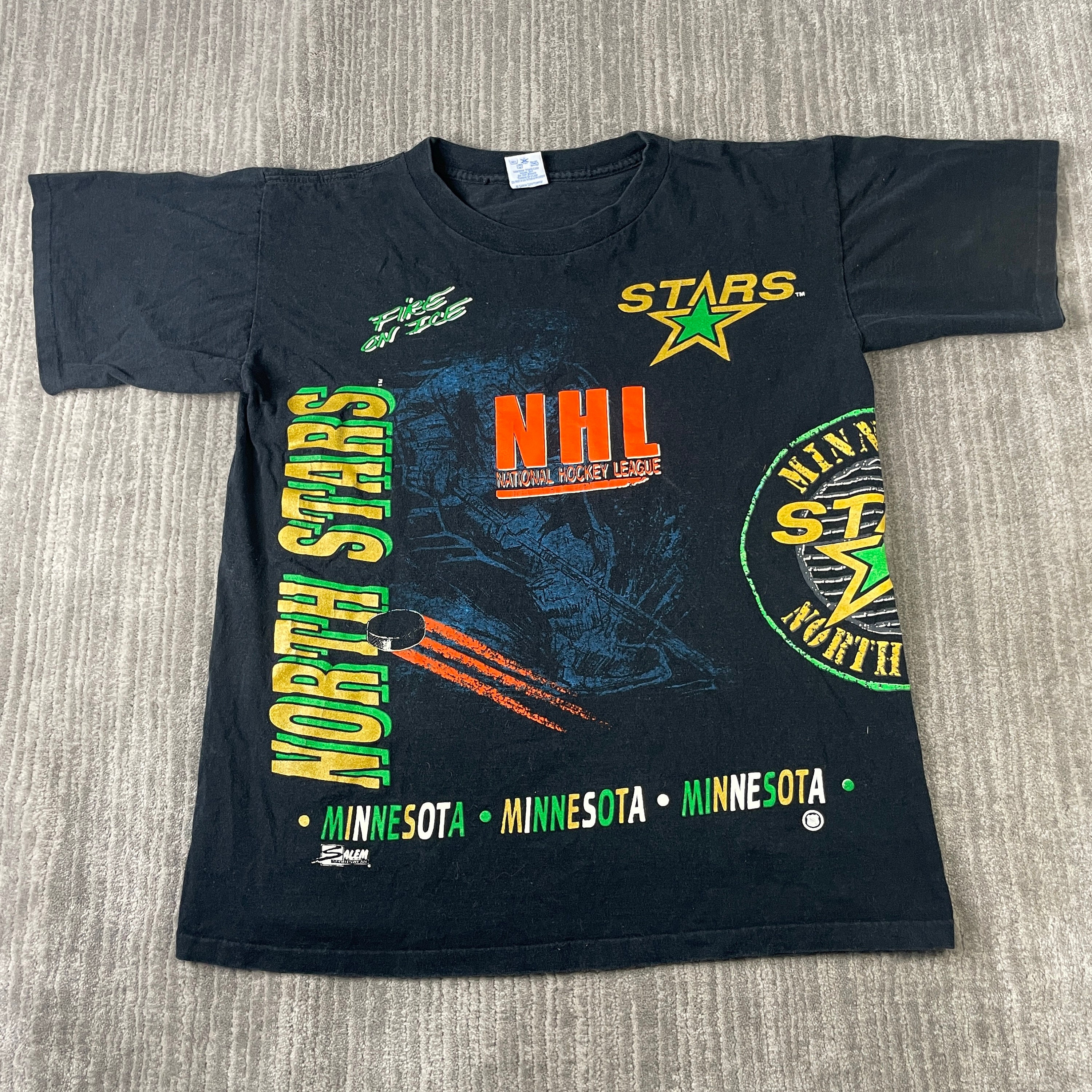 Vintage 90s MINNESOTA NORTH STARS The GAME T-SHIRT NWT NEW OldStock  Oversized XL