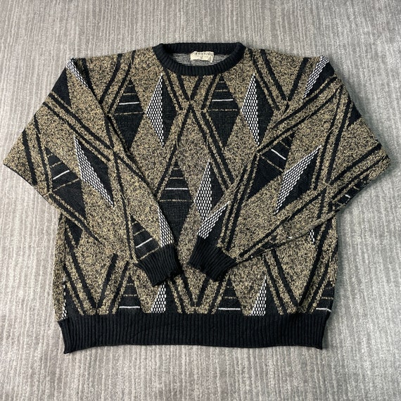Vintage 80s Poplar Knits Abstract Pattern Casual Made in USA Basic 