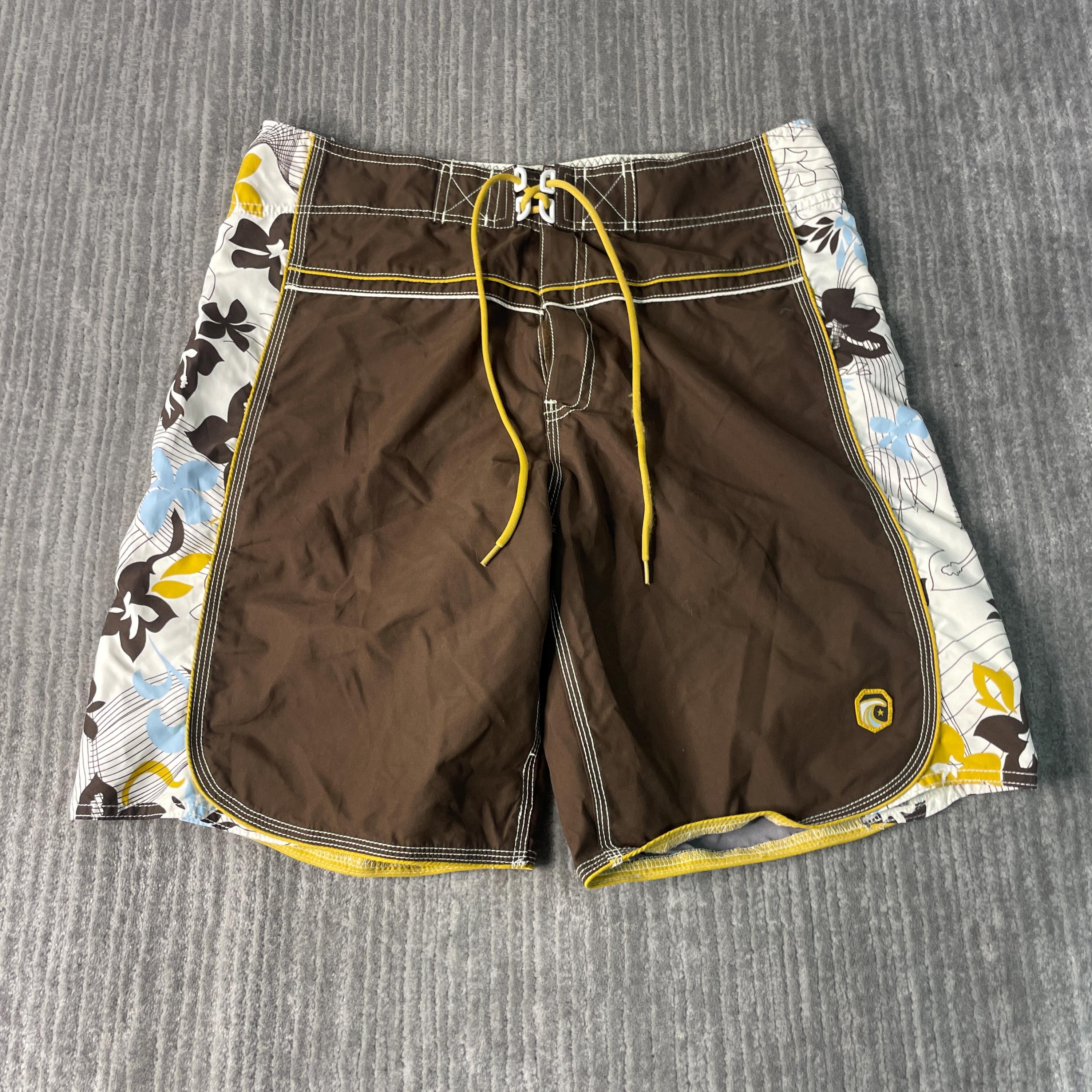 Vintage 2000s Mossimo Loose Fit Flower Plant Surf Water Ocean Basic Essential Streetwear Brown Swim Trunks 34 Waist Mens Etsy