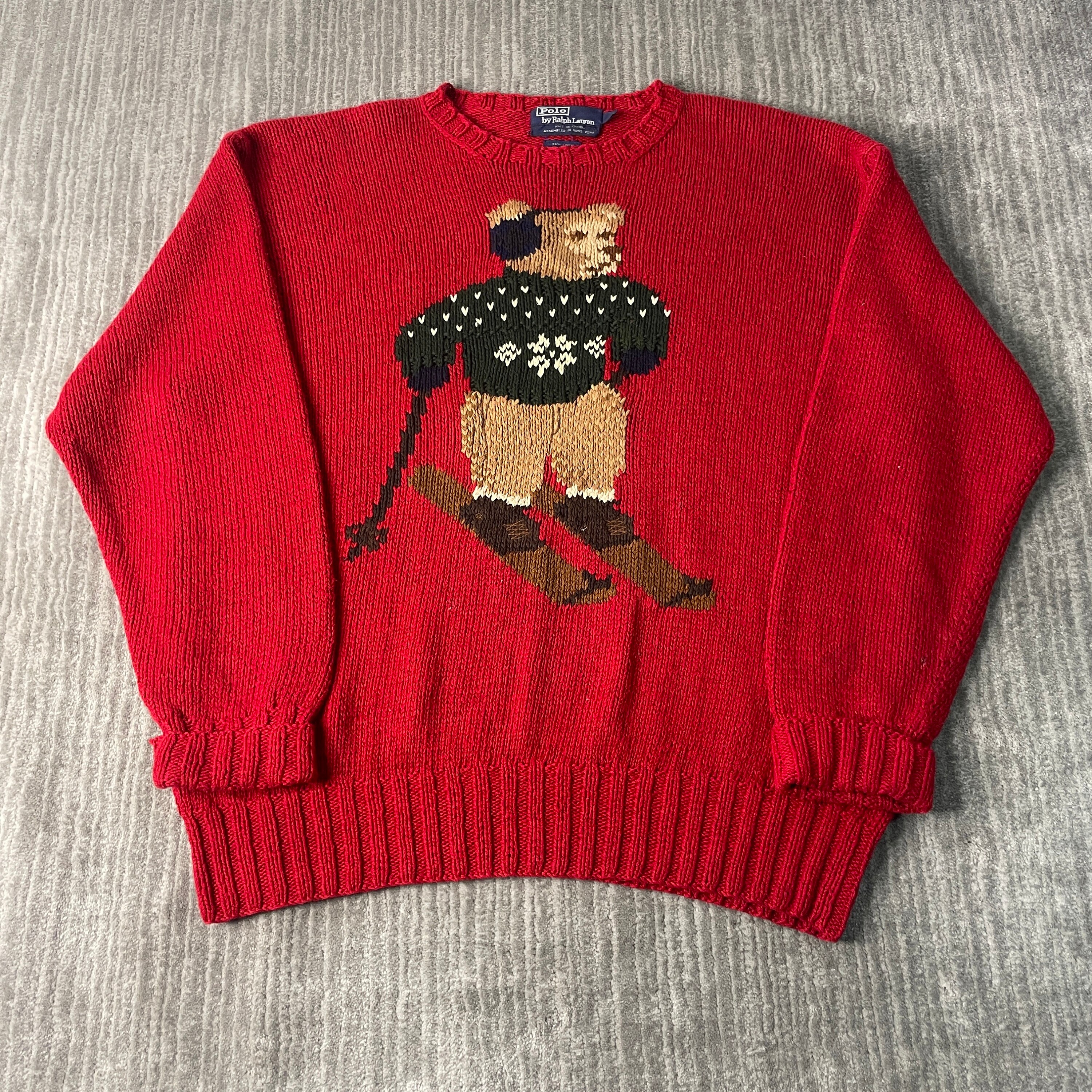 90s RALPH LAUREN POLO BEAR 雪の結晶 2000 テディ Vintage Polo Ralph Lauren Plush Teddy Bear 2000 Red Ski