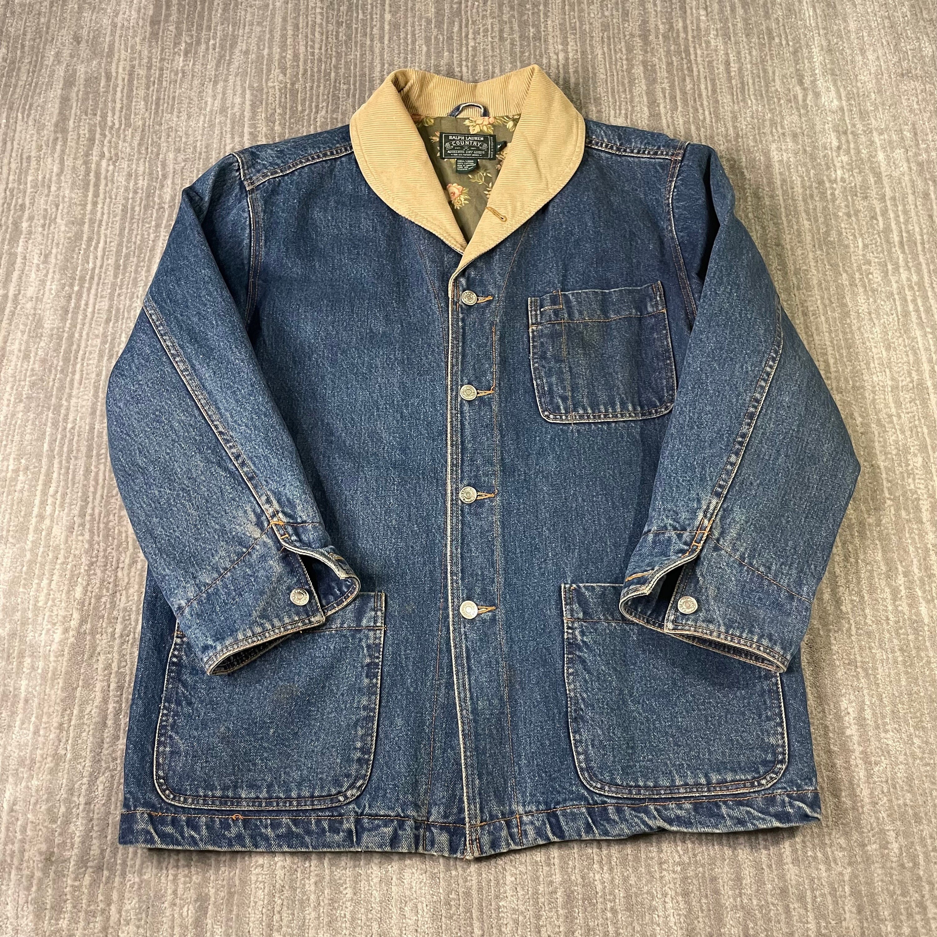 ralph lauren country jacket Ｍ Vtg 80s Polo Country Ralph Lauren S Denim Dungaree Trucker