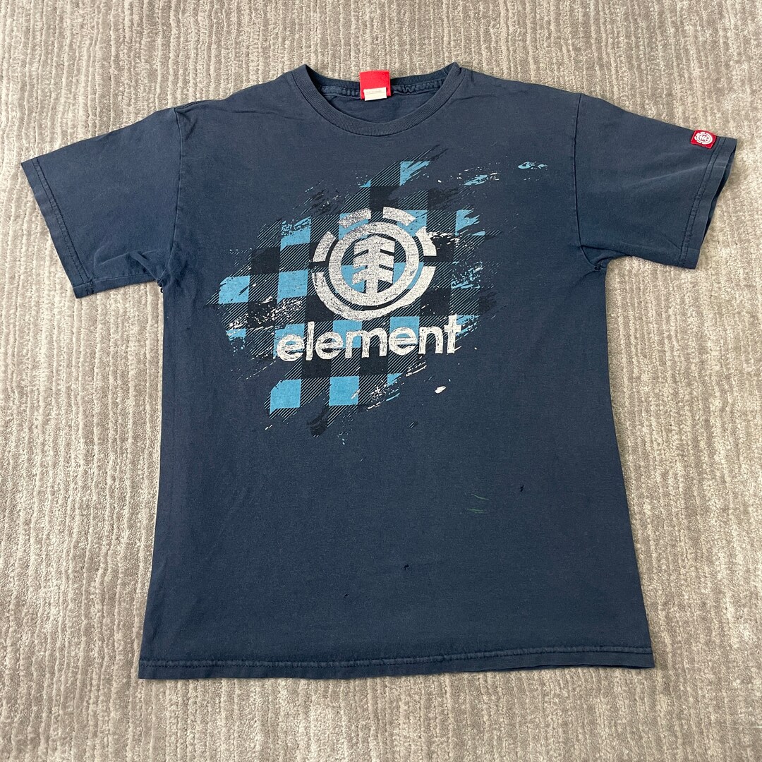Vintage 2000s Element Skate Logo Y2K Aesthetic Basic Essentials Streetwear Navy Graphic T Shirt