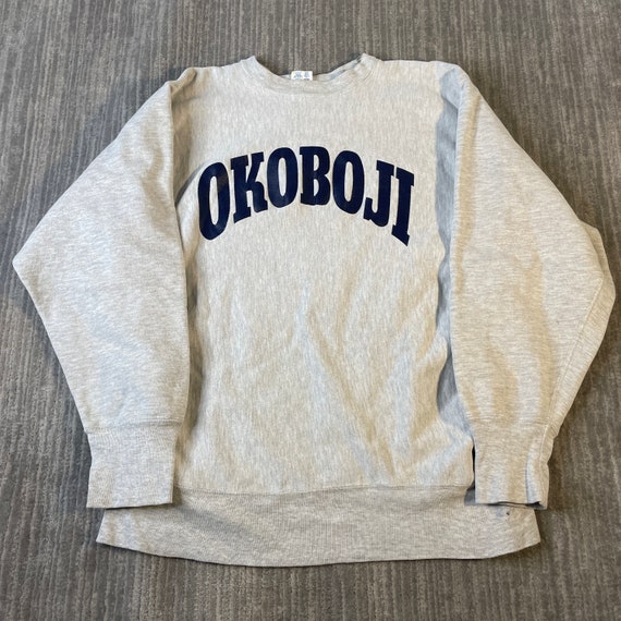 Arc 80s Weave Crewneck Vintage Österreich Etsy University College Q9 Gear Okoboji Large Champion Reverse Mens - Graphic Logo Grey Pullover Student Extra