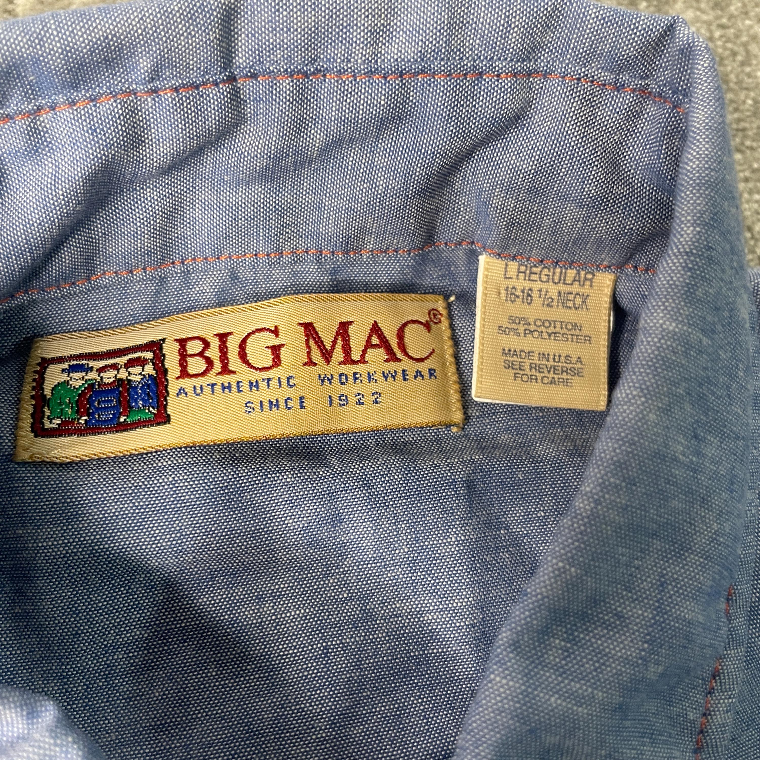 80’s BIGMAC double pocket L/S shirt Vintage 80s Big Mac Two Pocket Basic Essential Pearl Snap