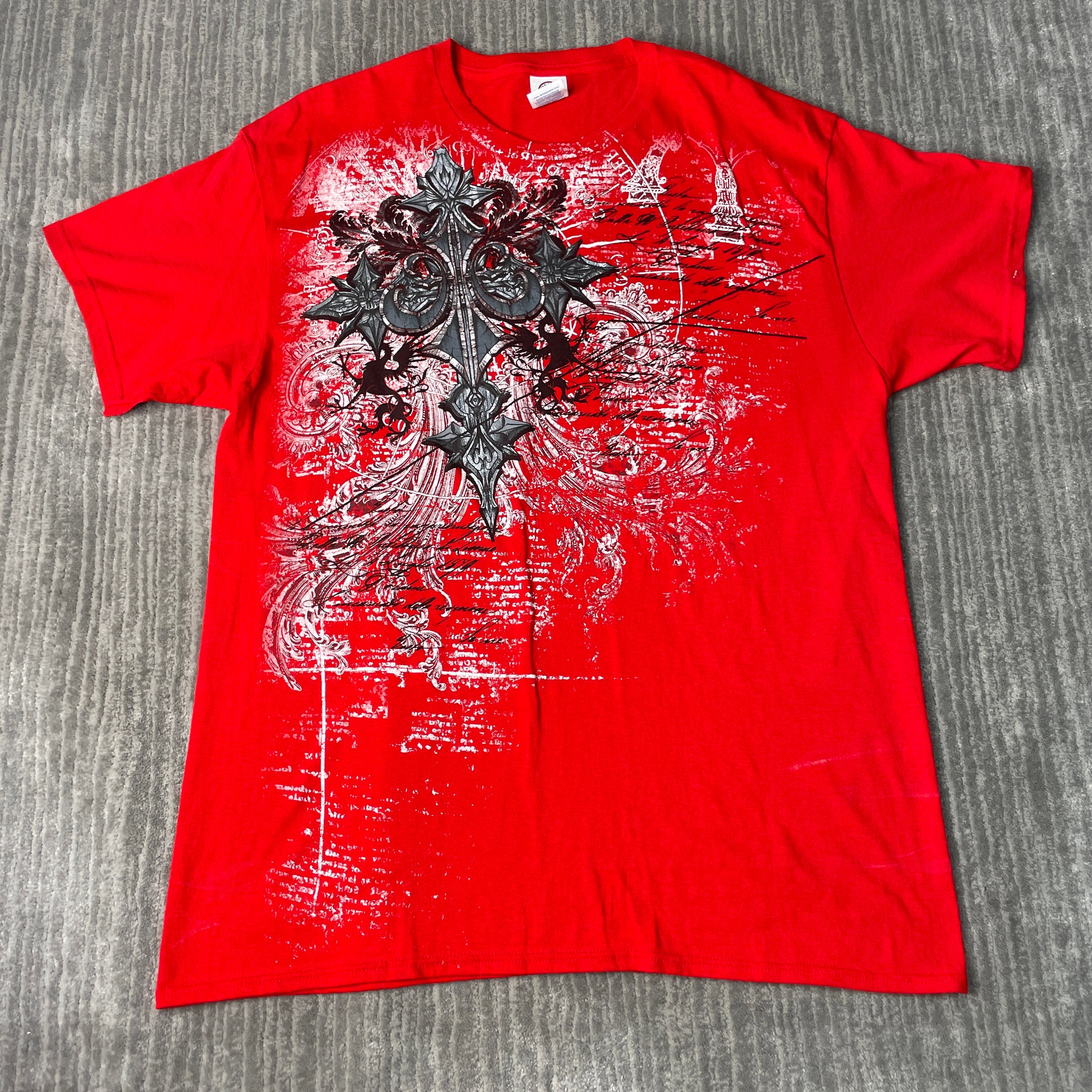 Vintage 2000s Cross Abstract Design Skater Emo Style Y2K Aesthetic