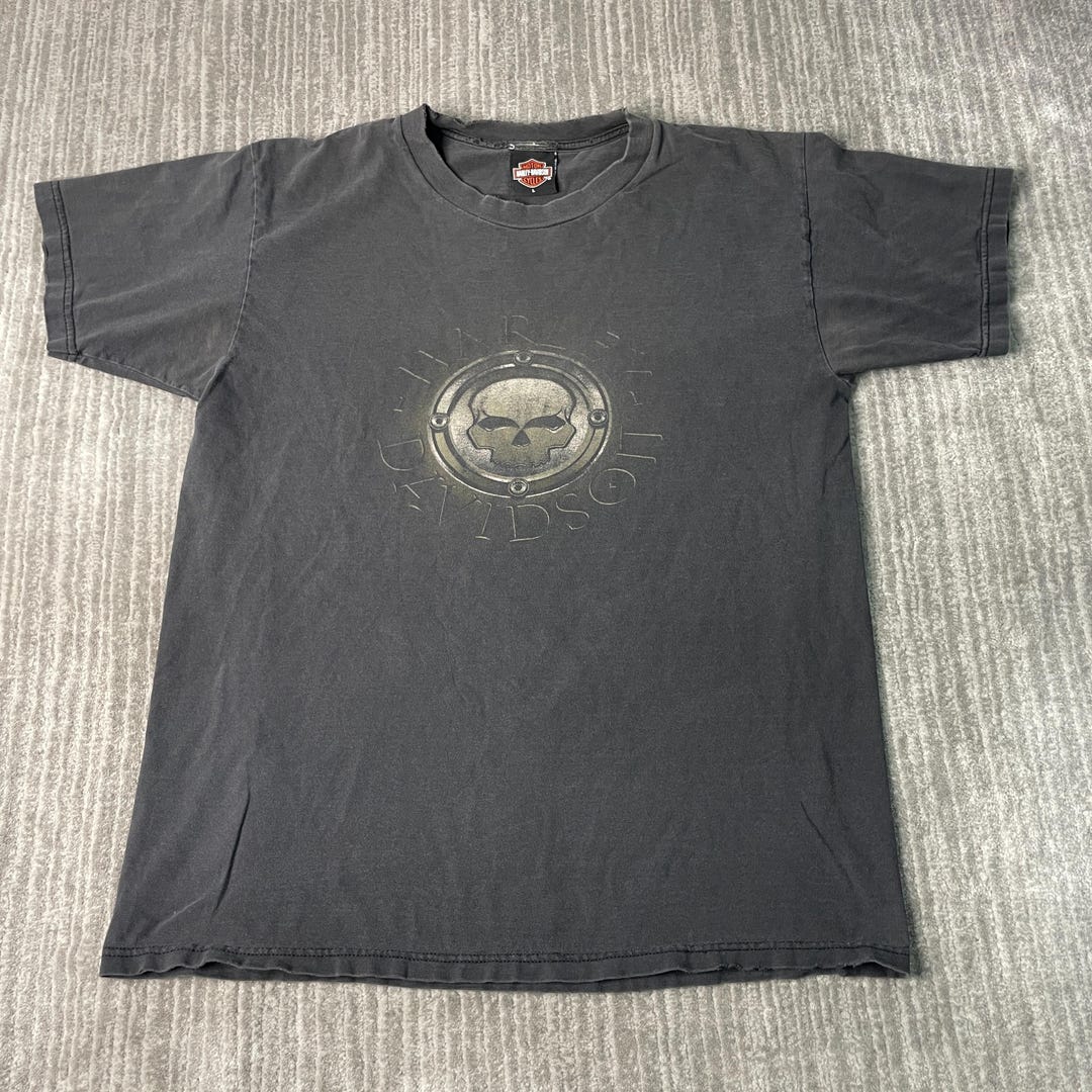 VTG 2001 HARLEY DAVIDSON MOTORCYCLE BLACK SHORT SLEEVED GRAPHIC T SHIRT S M