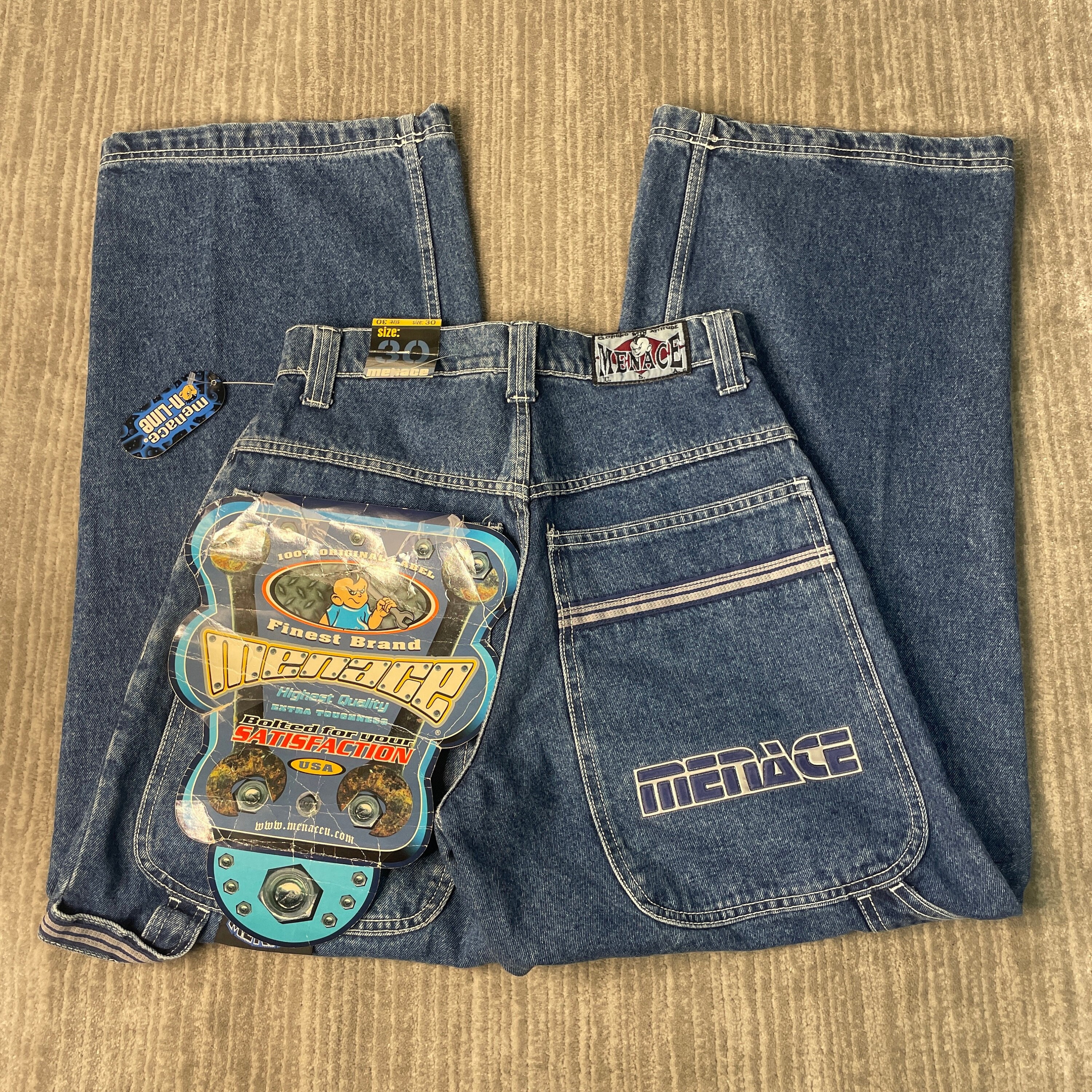 Vintage 90s Menace Skateboard Baggy Fit Spell Out Stitched Vintage 90s Menace Skateboard Baggy Fit Spell Out Stitched
