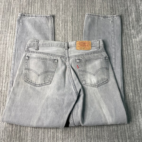 Vintage 80s Levis 501 Original Fit Red Tab Made in USA Classic Brand 1980s Fashion Grey Denim Jeans 33 Waist Mens