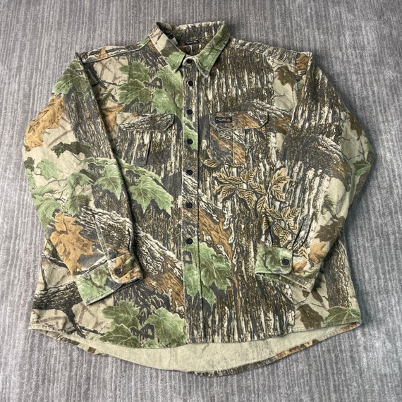 Vintage 90s Rattlers Brand Two Pocket Outdoor Camo Hunting Fishing Grandpa  Fashion Essential Multi Color Collar Shirt Double Extra Large Men 