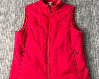 Vintage 2000s Nike ACG Swoosh Check Outdoors Casual Sportswear Athletic Y2K Aesthetic Red Zip Up Vest Extra Large Mens