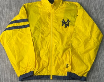 Vintage 2000s New York Yankees MLB Baseball Sportswear Athletic Stitched Embroidered Y2K Aesthetic Yellow Zip up Jacket Extra Large Mens Etsy