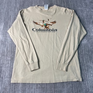 Vintage 2000s Columbia Sportswear Mallard Nature Y2K Aesthetic Streetwear Tan Graphic Long Sleeve Shirt Large Mens