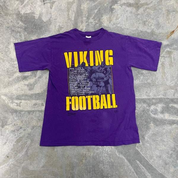 Vintage 90s Minnesota Vikings NFL Football Salem Sportswear Fan Merch Purple Graphic T Shrt Large Mens  *K7