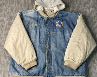 Vintage 2000s Walt Disney Eeyore Cartoon Stitched Embroidered Logo Varsity Style Blue Denin Button up Jacket Extra Large Mens Etsy Canada