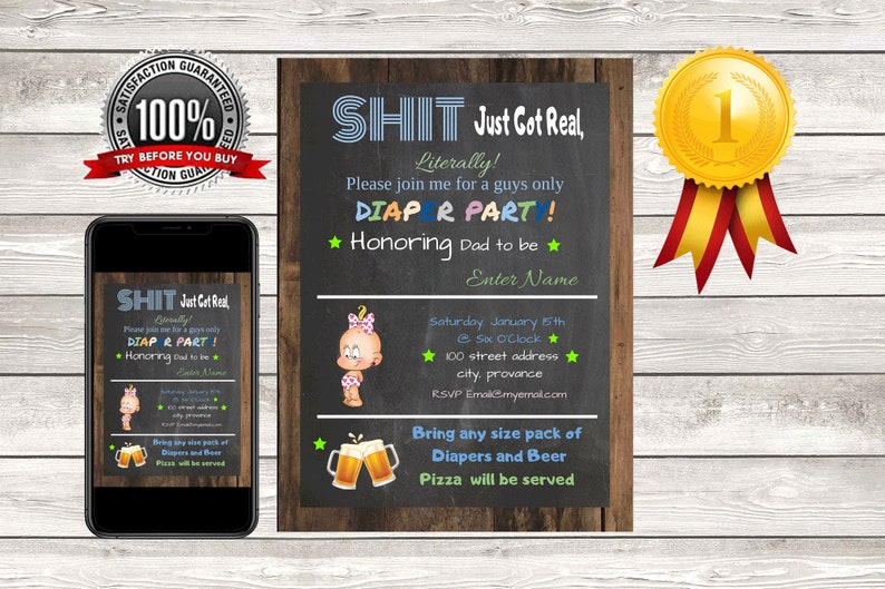 Guys Baby Shower Invitation Beer Diaper Baby Shower Invite Diaper Party