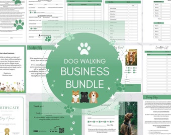 Dog Walking Business Bundle, Dog Walking Forms, Dog Walking Business, Dog Walking Contract, Editable, Templates