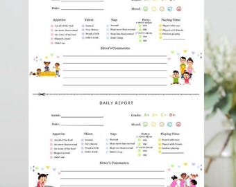 Bearbeitbarer täglicher Tagespflegeplan, Babysitter-Täglicher Bericht, Säuglingspflegeblatt, Nanny Log, Kleinkind, Kinderpflegerapportvorlage, Sofort Download