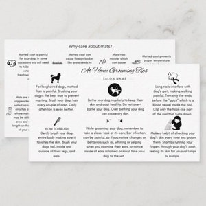 Editable At Home Dog Grooming Tips Card, Template, Dog Grooming Business Card, Canva