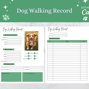 Registro delle passeggiate con il cane, cronologia degli appuntamenti con i clienti, modelli modificabili