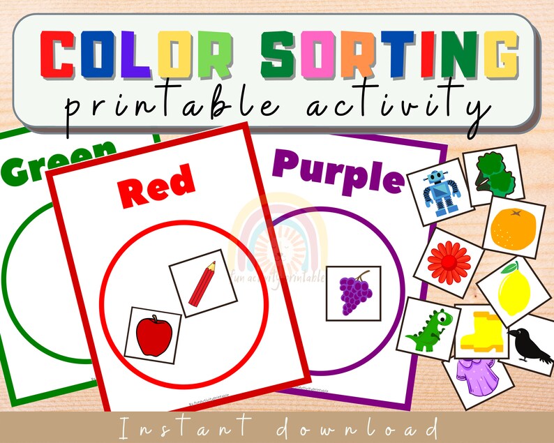 Color Sorting Printable Activity Learn About Colors Etsy Color Sorting Printable Activity Learn About Colors Etsy