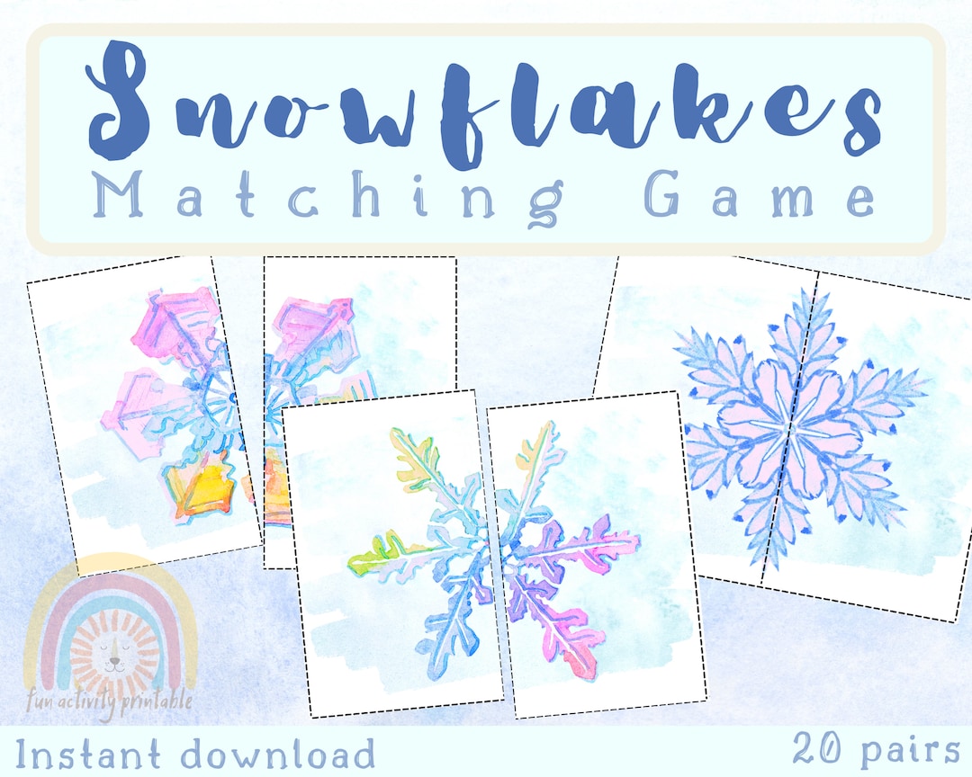 Snowflakes Matching Game  Winter Activity for Kids