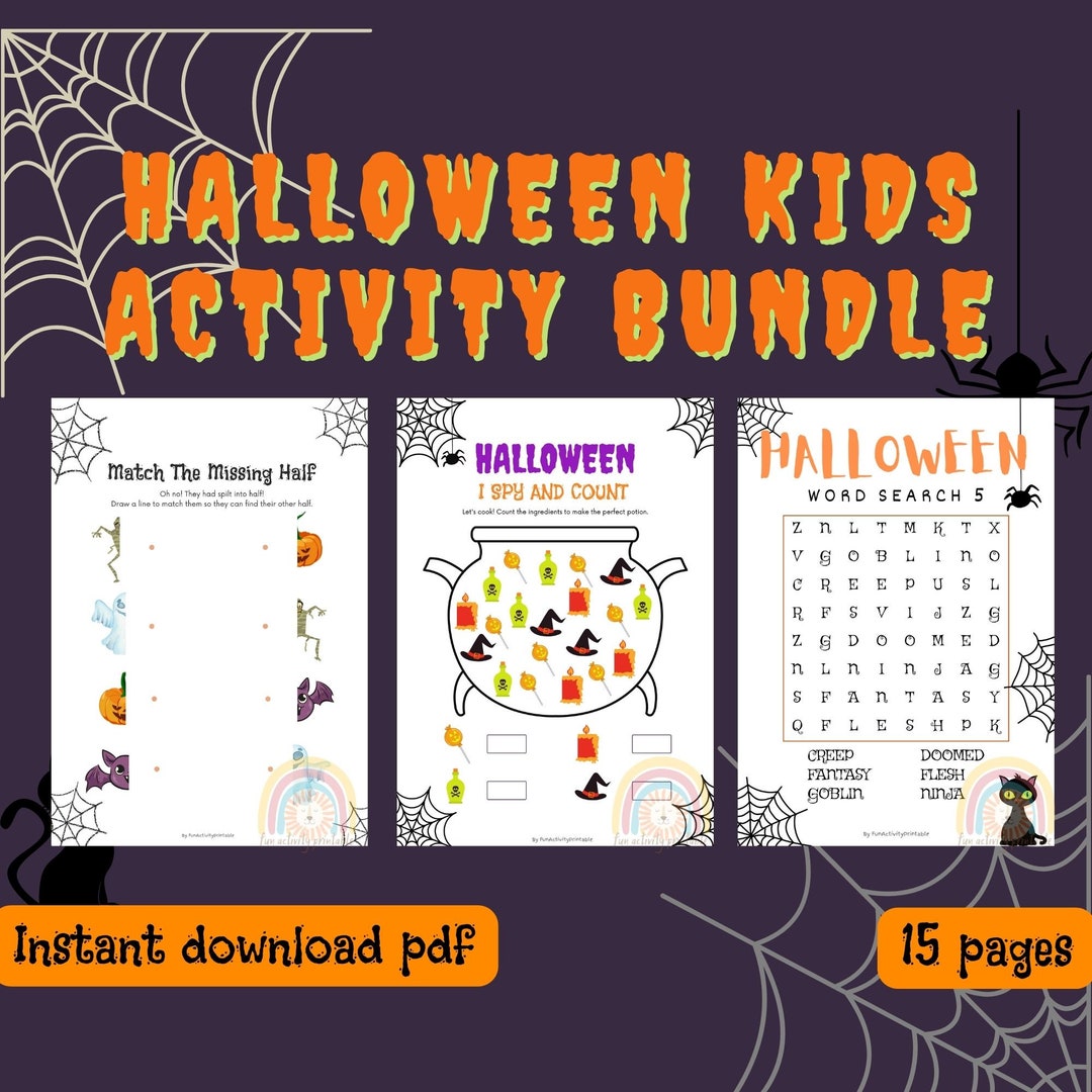 Halloween Kids Activity Bundle, Printable Halloween Activities for Kids ...