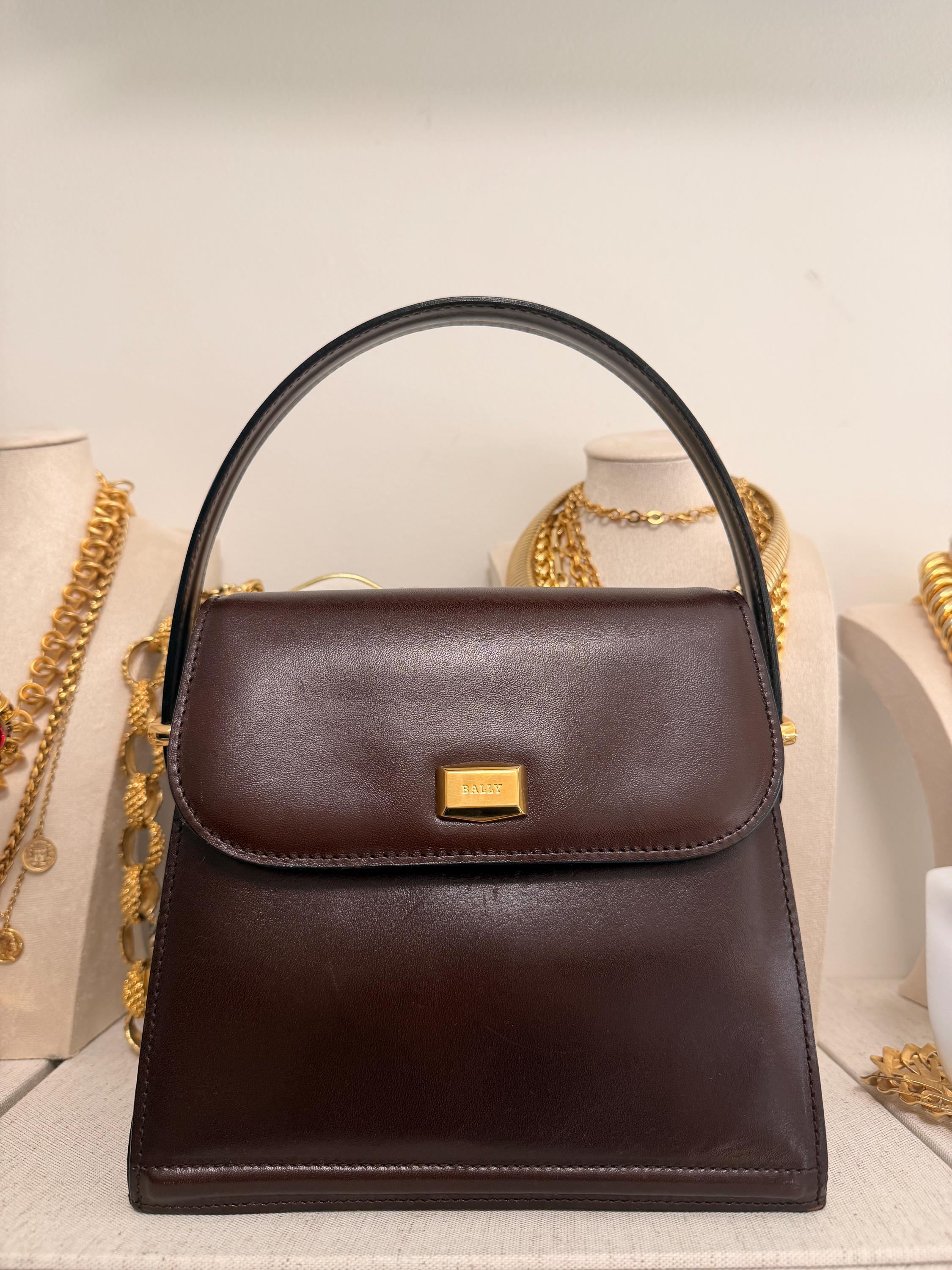 BALLY Brown Leather Vintage Top Handle Handbag - Etsy