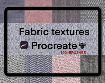 Conjunto de pinceles de textura de tela para Procreate: Estilos de ropa y punto (Descarga digital)