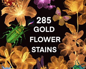 Procreate Glitter Flower Brushes: Metallic Floral Stamps,Glitter flowers Brush Set (Digital Download)