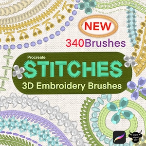 STITCH PROCREATE BRUSHES,Embroidery Procreate Brush,Faux Embroidery,Cross Stitch Brush,Realistic Stitches,Gold Thread Stitch,Sewing Brush.
