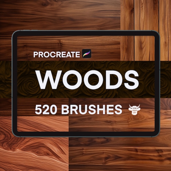 WOOD PROCREATE BRUSH, El mejor 520, Pincel de textura de madera Procreate, Fondo de grano de madera Procreate, Conjunto de pinceles de madera para iPad, Pinceles de madera digitales