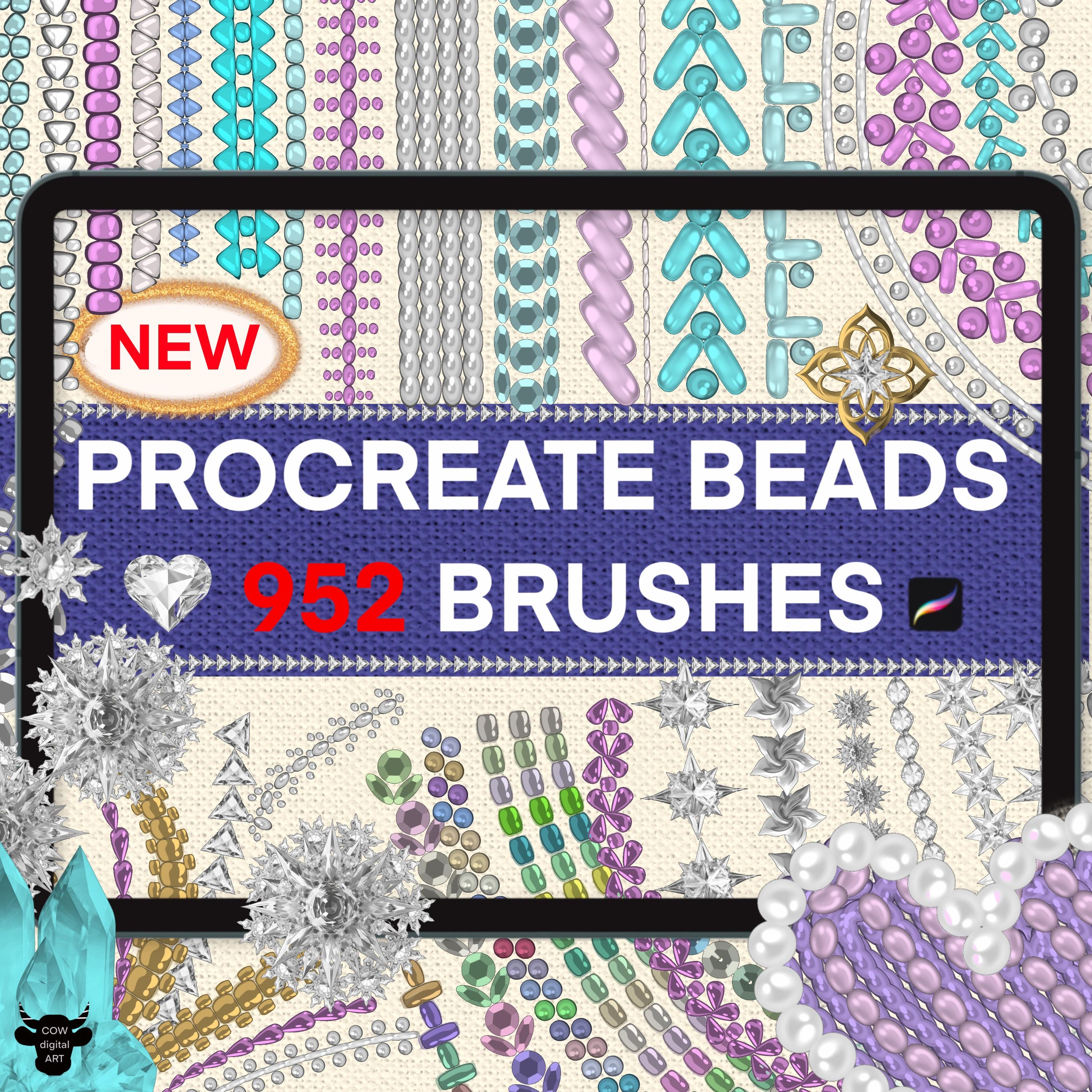3D-Procreate-Perlen- und Schmucksteine-Pinsel – Schmuck, Diamanten, Pailletten, Kristalle, Ketten-Pinselset