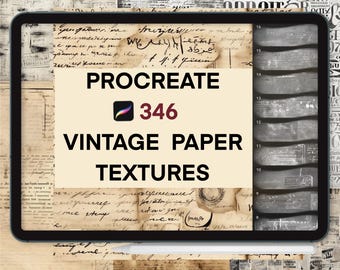 Pinceles de papel vintage para Procreate: Set de 283 pinceles + sellos (Descarga digital)