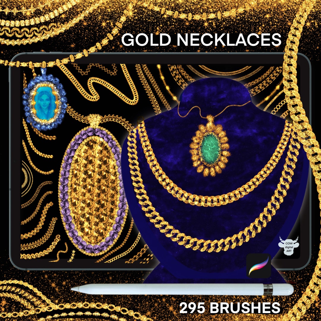 Jewelry Procreate Brushes,procreate GOLD Chain,procreate Chain Brushes,gold Necklaces Procreate